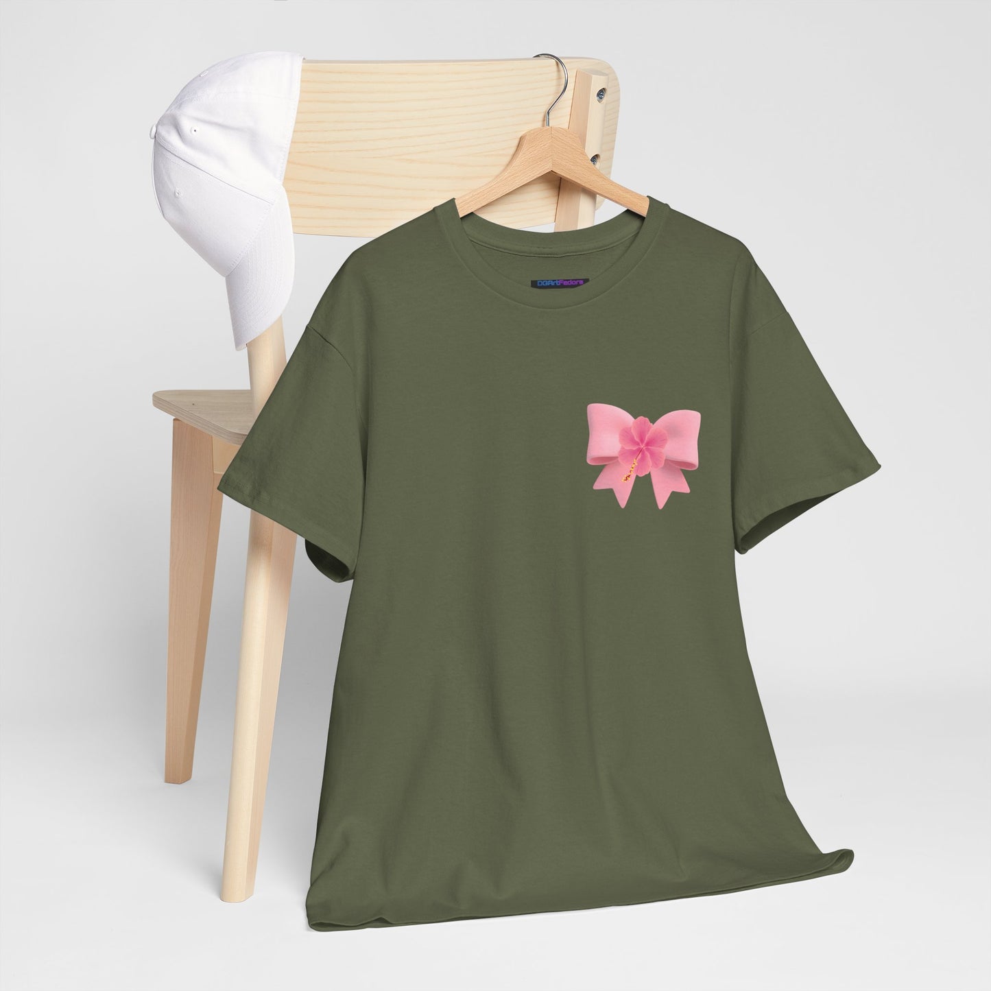Cute Pink Bow with Flower Accent - Heavy Cotton Tee
