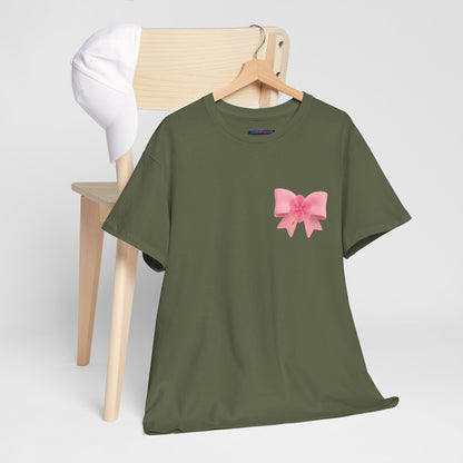 Cute Pink Bow with Flower Accent - Heavy Cotton Tee