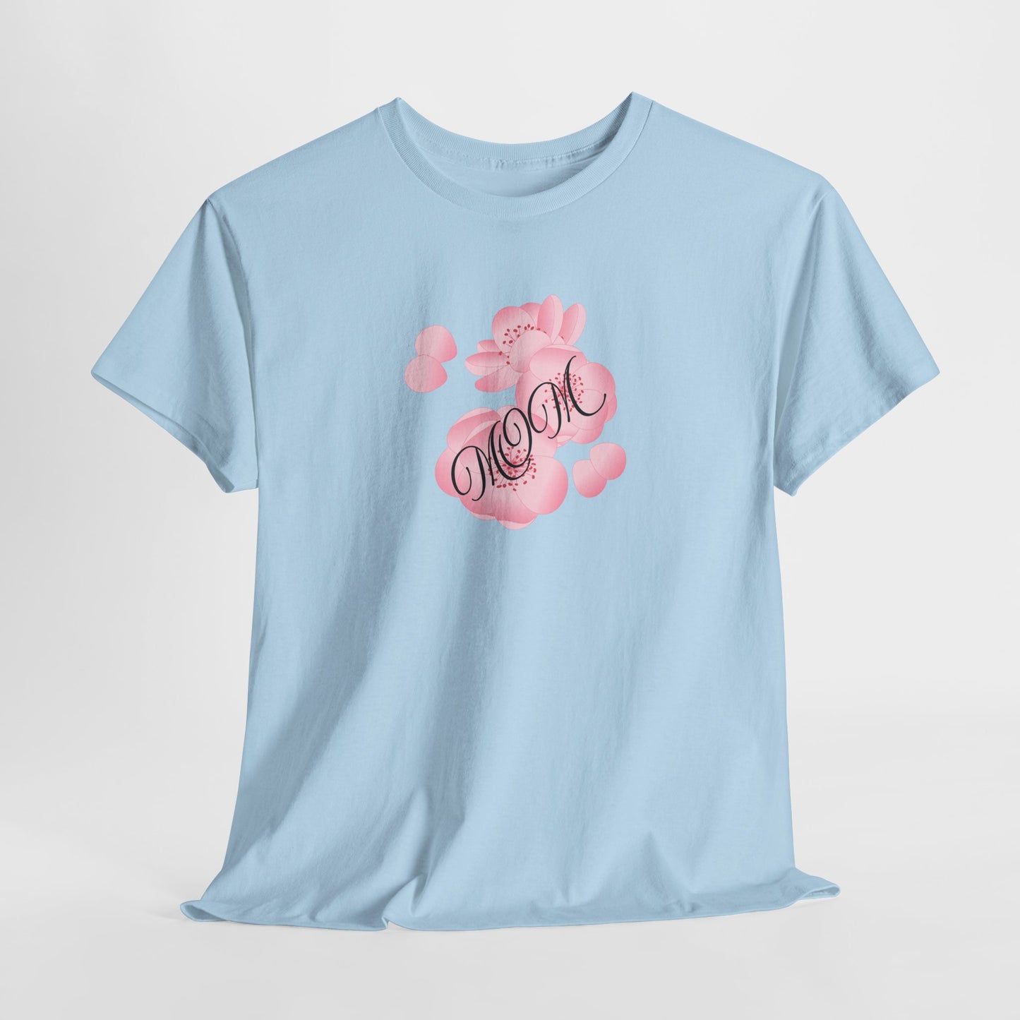 Stylish Mom Lettering with Pink Flowers - Heavy Cotton Tee
