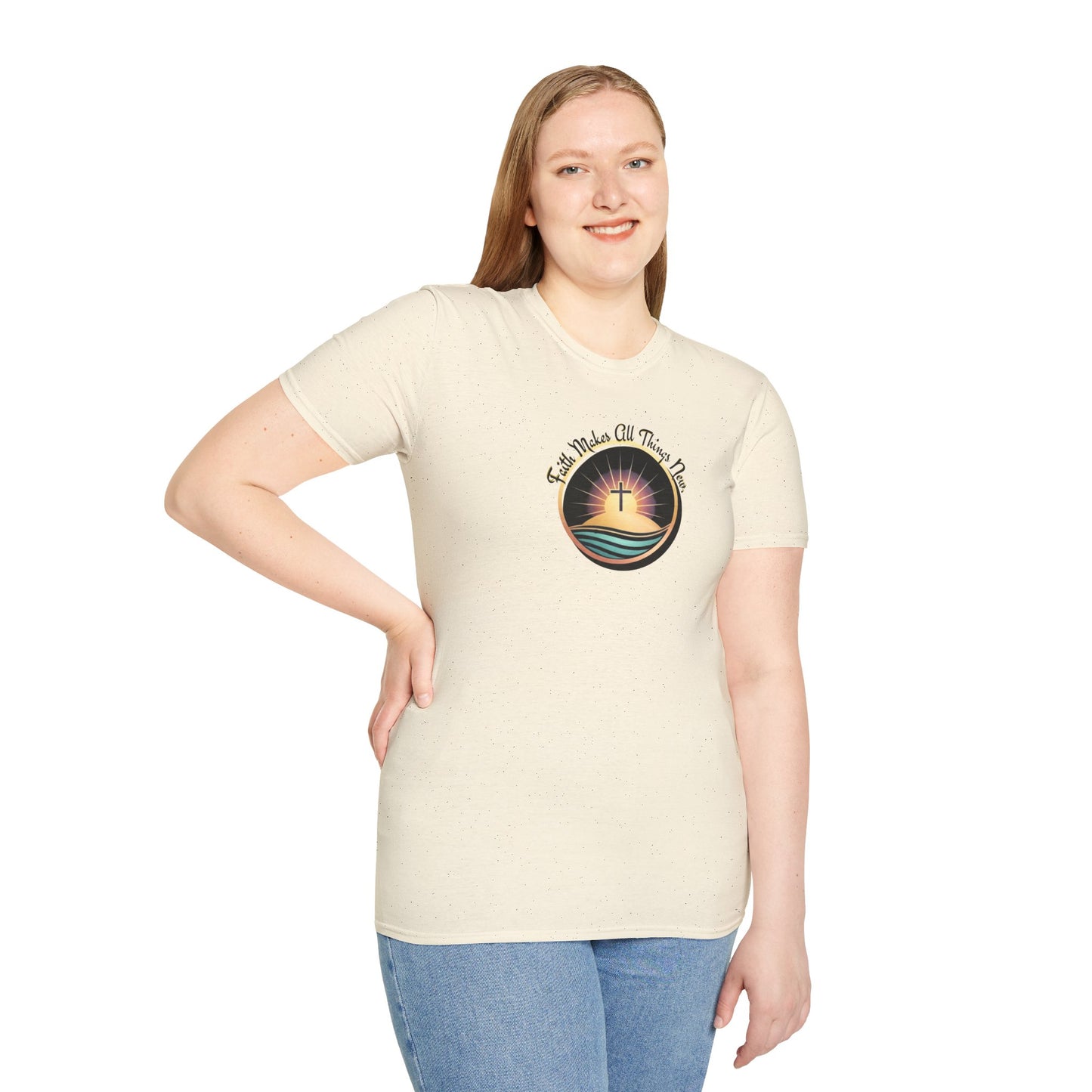 Unisex Softstyle T-Shirt - Shining Cross, Faith Makes All Things New