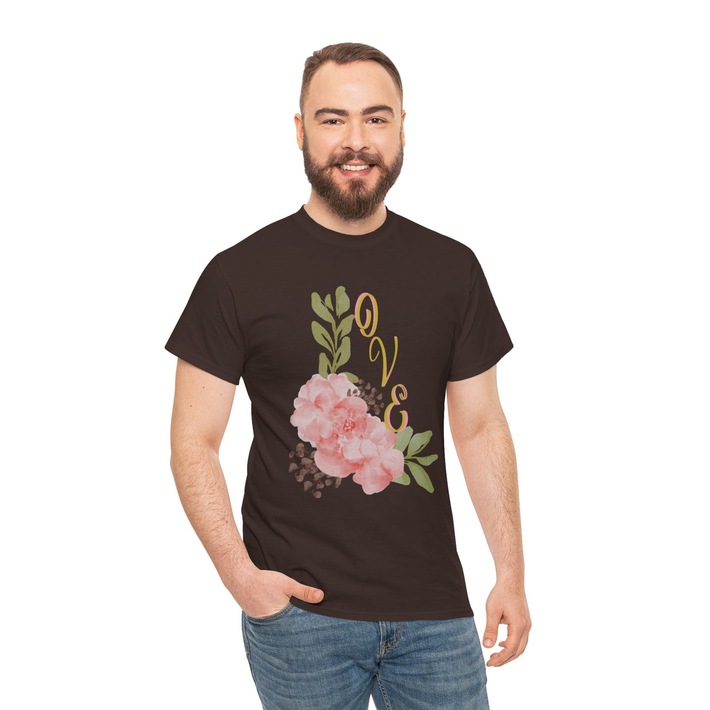 Floral “Love” Design - Unisex Heavy Cotton Tee