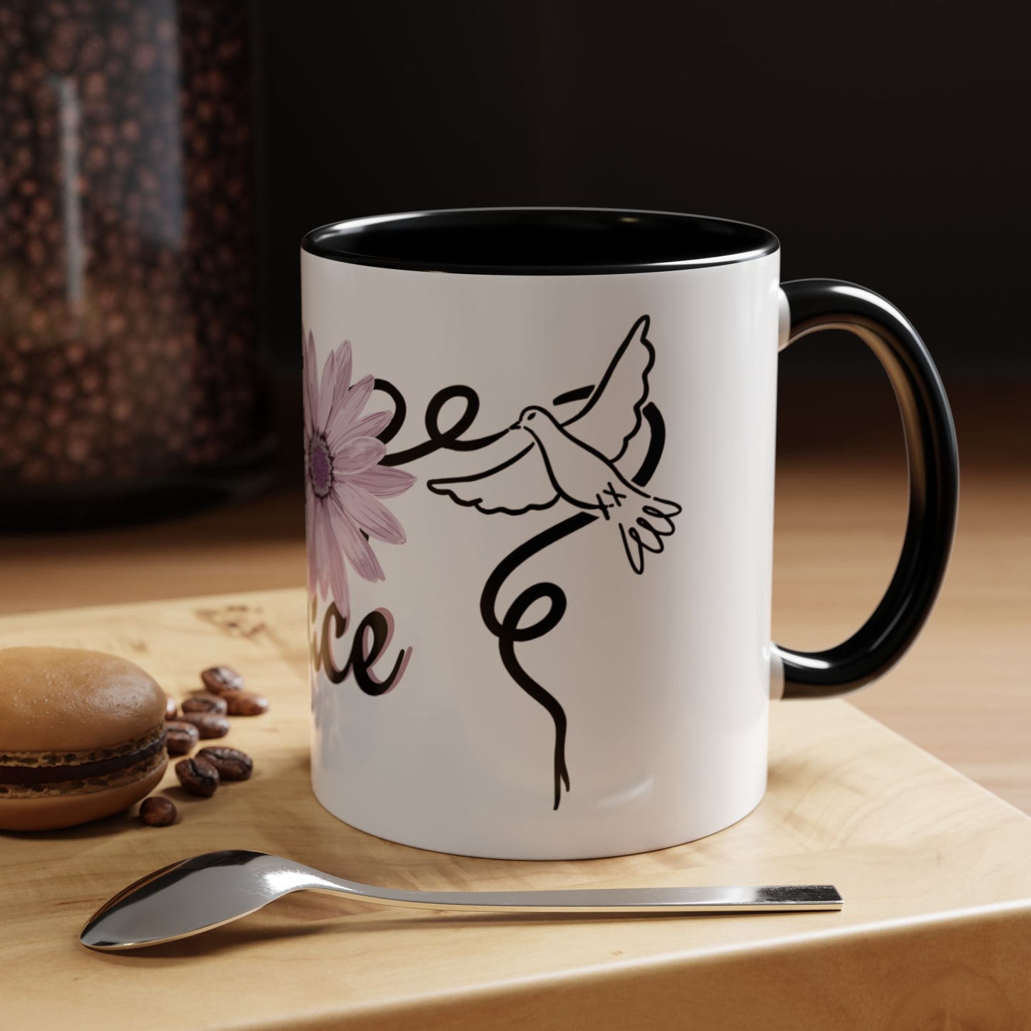 Accent Coffee Mug - Doves with Flower & Peace