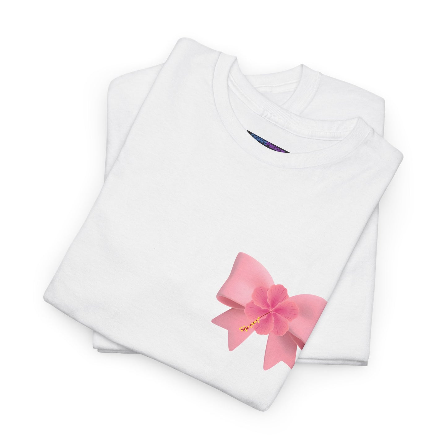 Cute Pink Bow with Flower Accent - Heavy Cotton Tee
