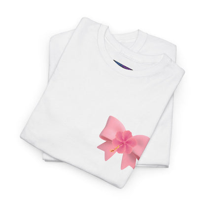 Cute Pink Bow with Flower Accent - Heavy Cotton Tee