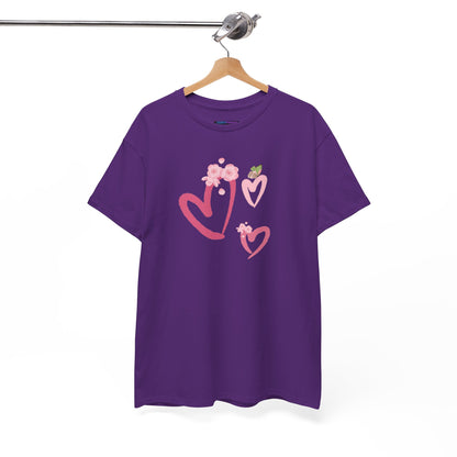 Unisex Heavy Cotton Tee Hearts Adorned