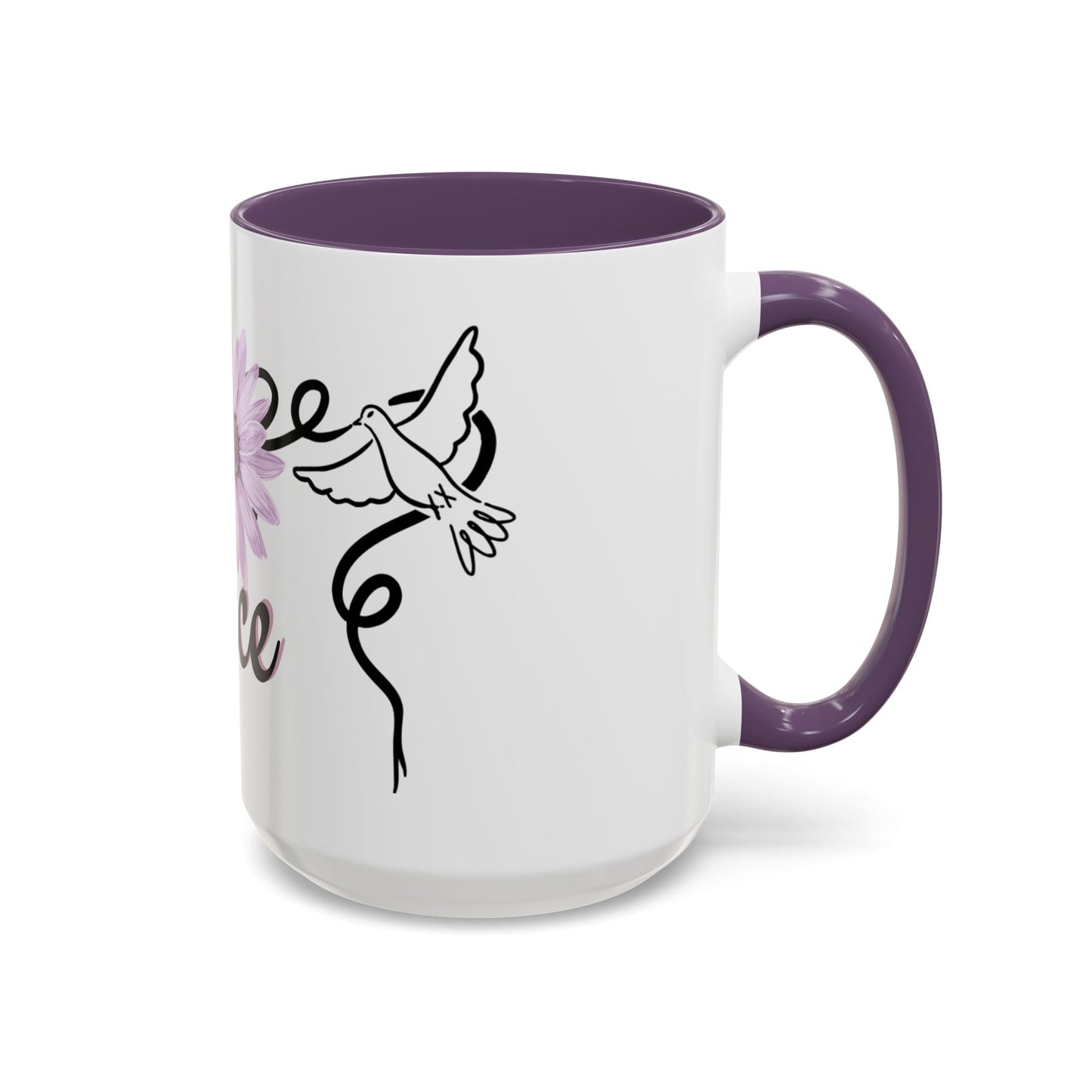 Accent Coffee Mug - Doves with Flower & Peace