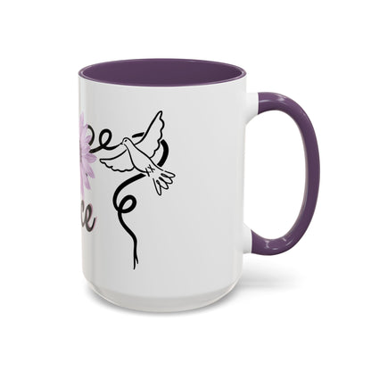 Accent Coffee Mug - Doves with Flower & Peace