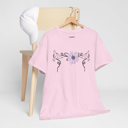 Unisex Heavy Cotton Tee - Doves with Flower