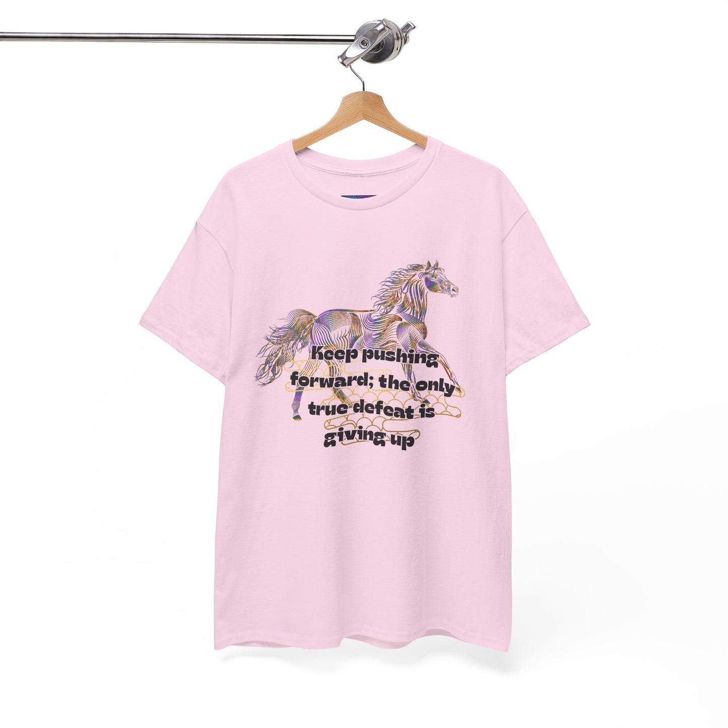 Unisex Heavy Cotton Tee Horse with a Quote Inspiring Success