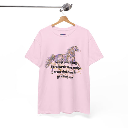 Unisex Heavy Cotton Tee Horse with a Quote Inspiring Success
