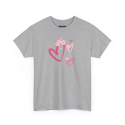 Unisex Heavy Cotton Tee Hearts Adorned