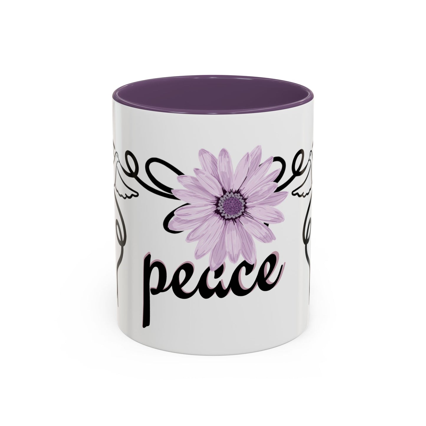 Accent Coffee Mug - Doves with Flower & Peace