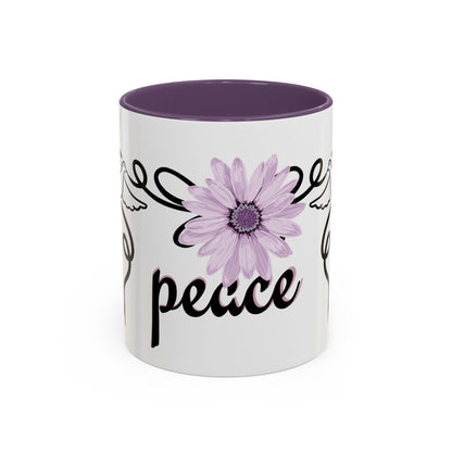 Accent Coffee Mug - Doves with Flower & Peace