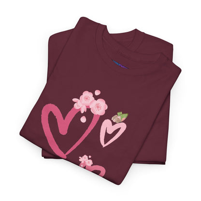 Unisex Heavy Cotton Tee Hearts Adorned