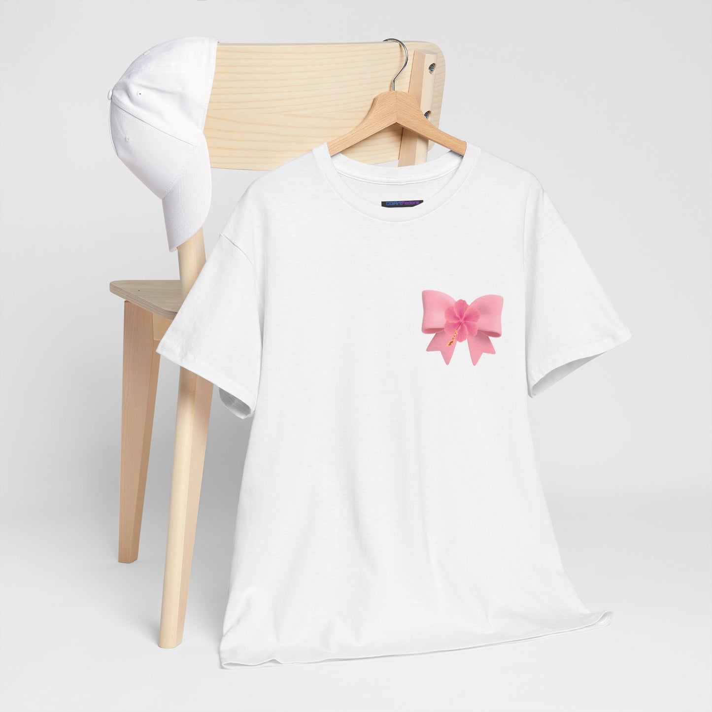 Cute Pink Bow with Flower Accent - Heavy Cotton Tee