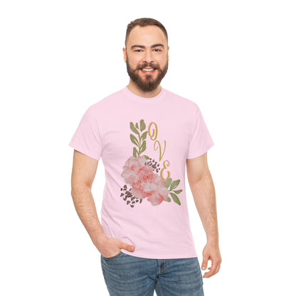 Floral “Love” Design - Unisex Heavy Cotton Tee