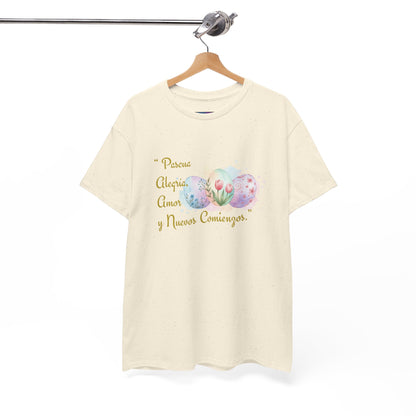 Unisex Heavy Cotton Tee - Easter, Joy, Love, & New Beginnings (Spanish Version)