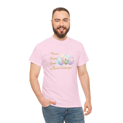 Unisex Heavy Cotton Tee - Easter, Joy, Love, & New Beginnings (Spanish Version)