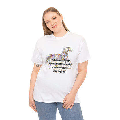 Unisex Heavy Cotton Tee Horse with a Quote Inspiring Success
