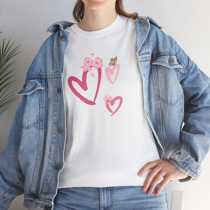 Unisex Heavy Cotton Tee Hearts Adorned