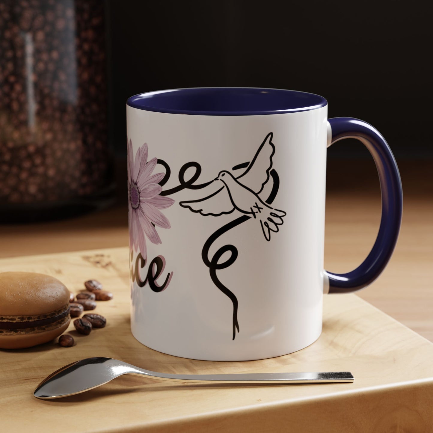 Accent Coffee Mug - Doves with Flower & Peace