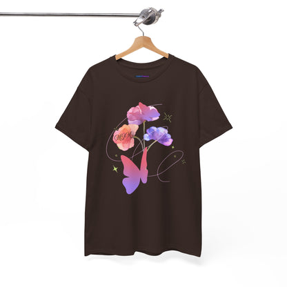 Dreamy Watercolor Flowers & Butterfly - Heavy Cotton Tee