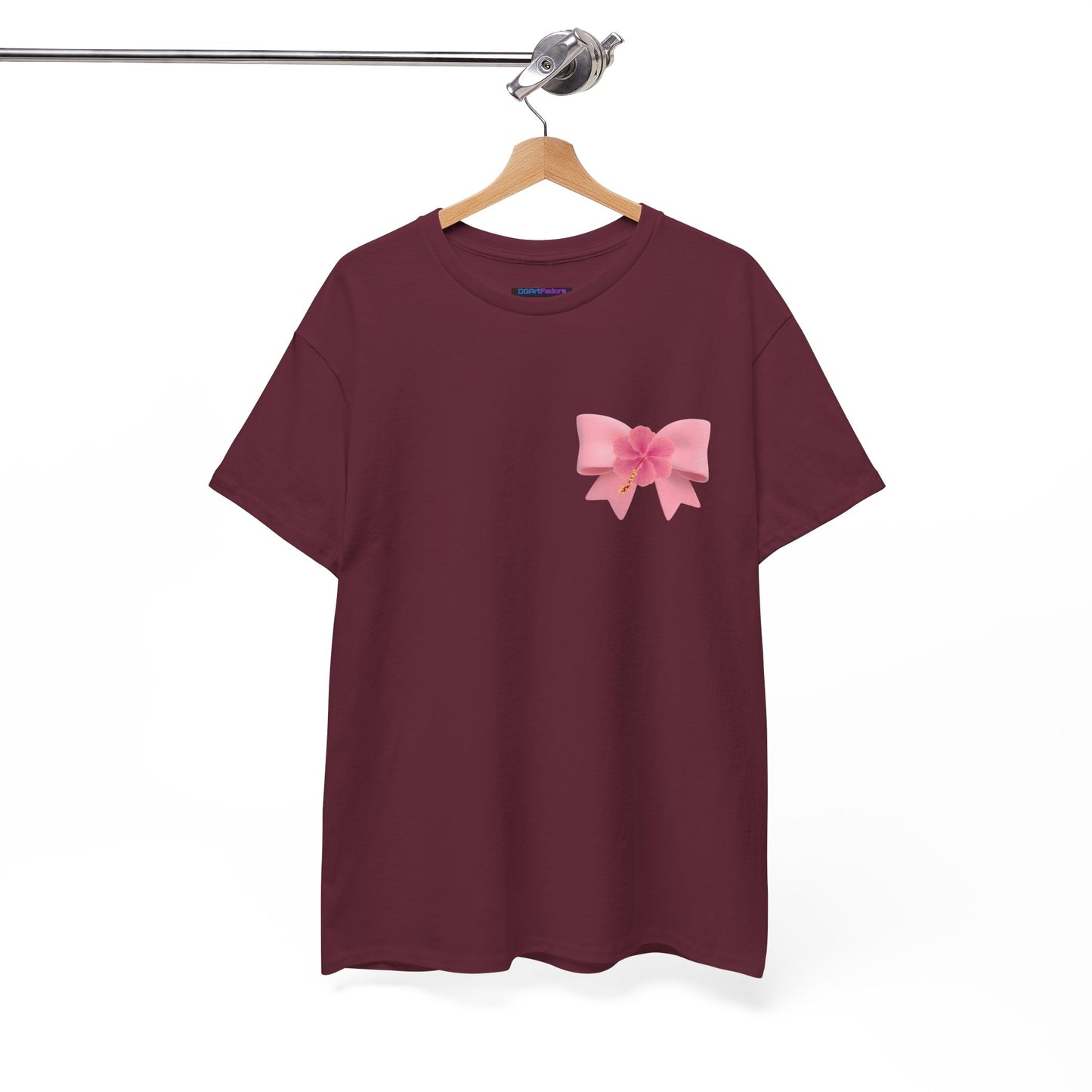 Cute Pink Bow with Flower Accent - Heavy Cotton Tee