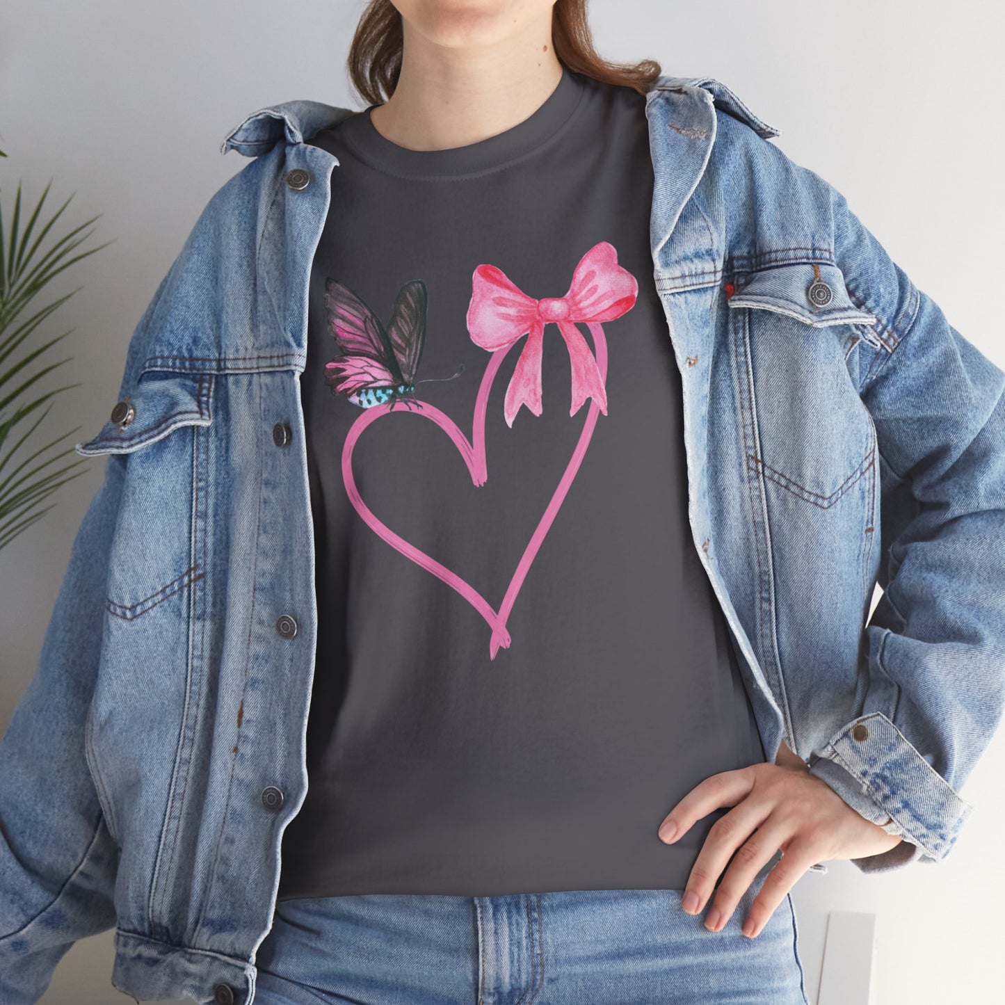 Unisex Heavy Cotton Tee Heart & Butterfly