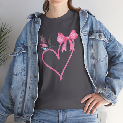 Unisex Heavy Cotton Tee Heart & Butterfly