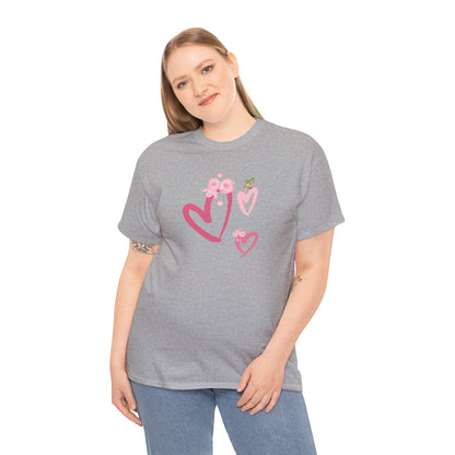 Unisex Heavy Cotton Tee Hearts Adorned