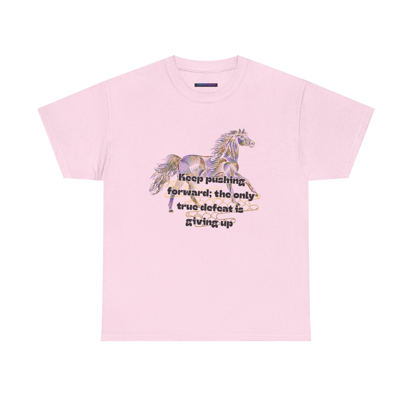 Unisex Heavy Cotton Tee Horse with a Quote Inspiring Success