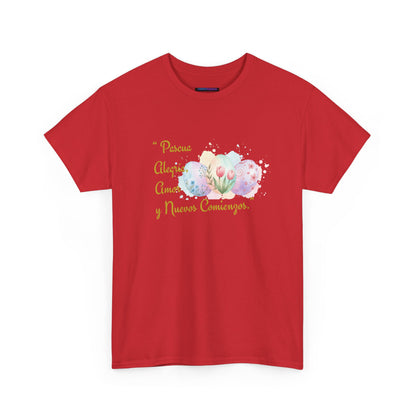 Unisex Heavy Cotton Tee - Easter, Joy, Love, & New Beginnings (Spanish Version)