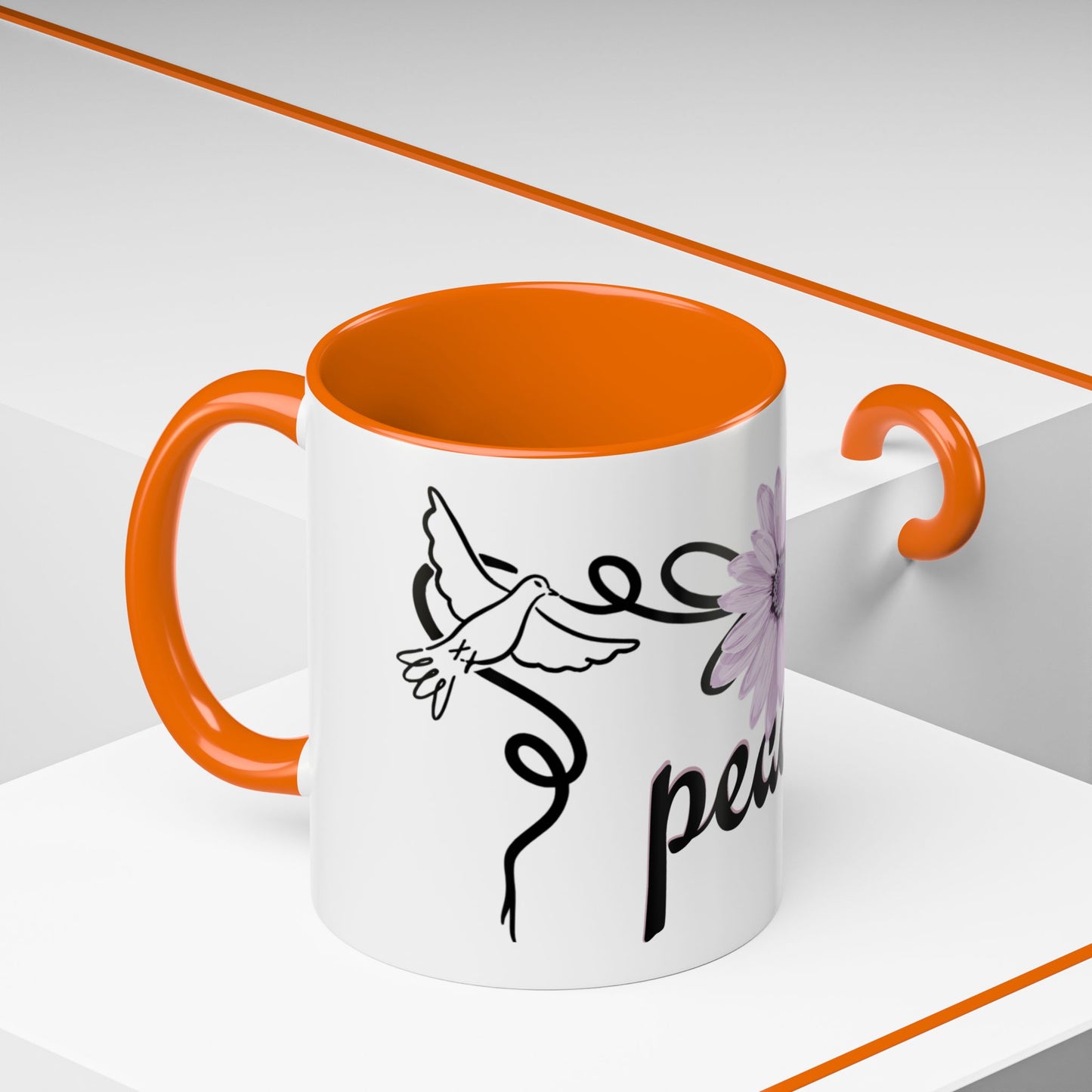 Accent Coffee Mug - Doves with Flower & Peace