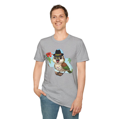 Unisex Softstyle T-Shirt of Ciguita on a Flamboyan Tree