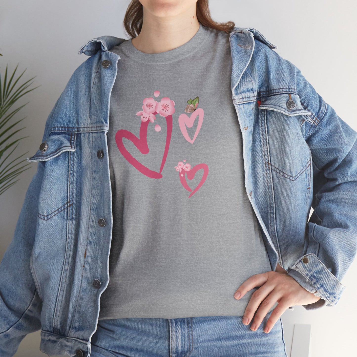 Unisex Heavy Cotton Tee Hearts Adorned