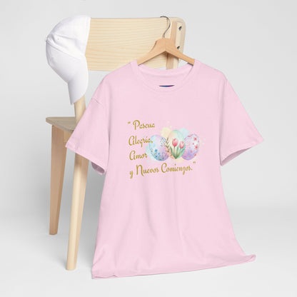Unisex Heavy Cotton Tee - Easter, Joy, Love, & New Beginnings (Spanish Version)