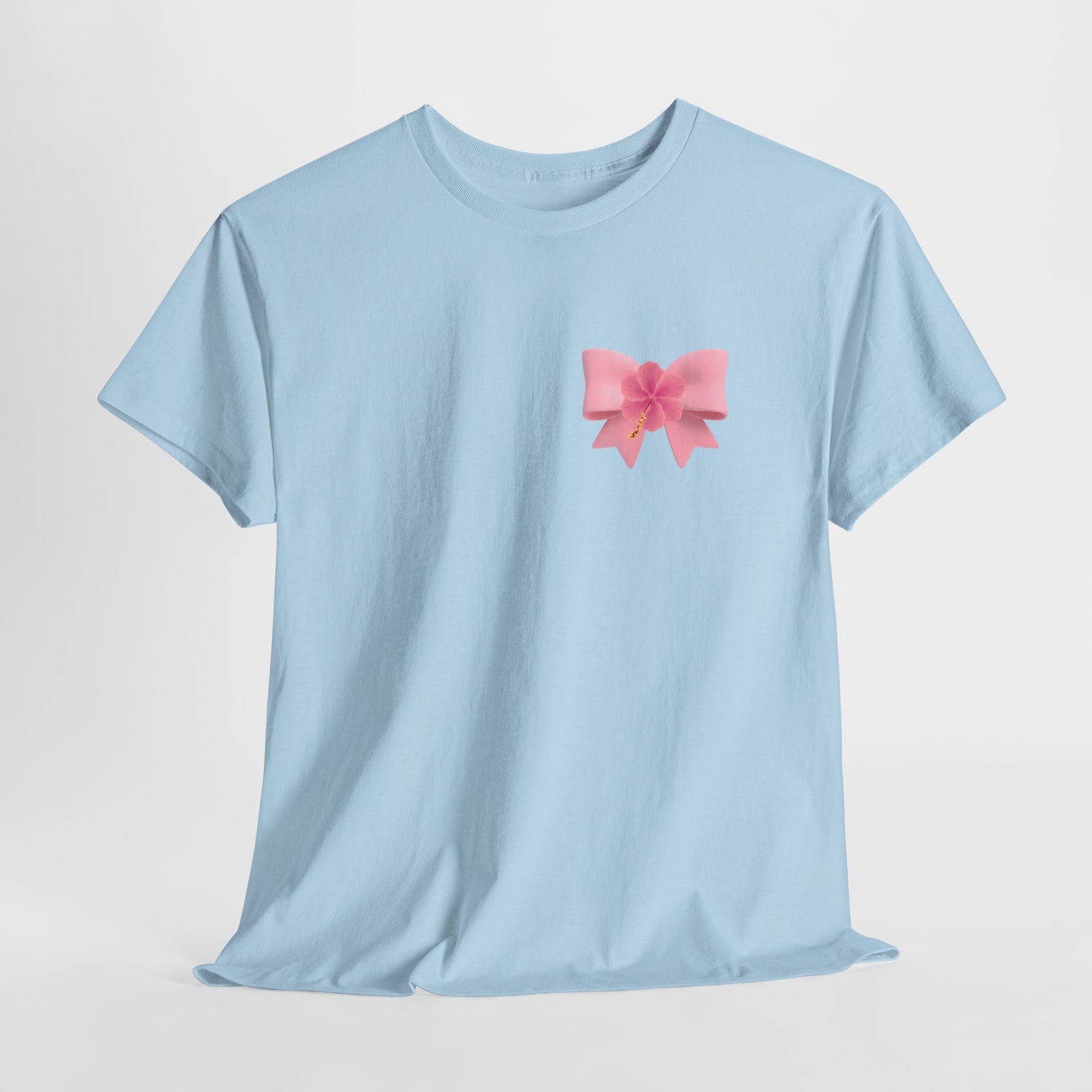 Cute Pink Bow with Flower Accent - Heavy Cotton Tee