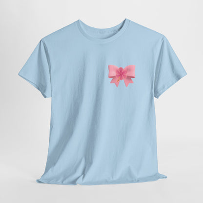 Cute Pink Bow with Flower Accent - Heavy Cotton Tee
