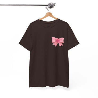 Cute Pink Bow with Flower Accent - Heavy Cotton Tee
