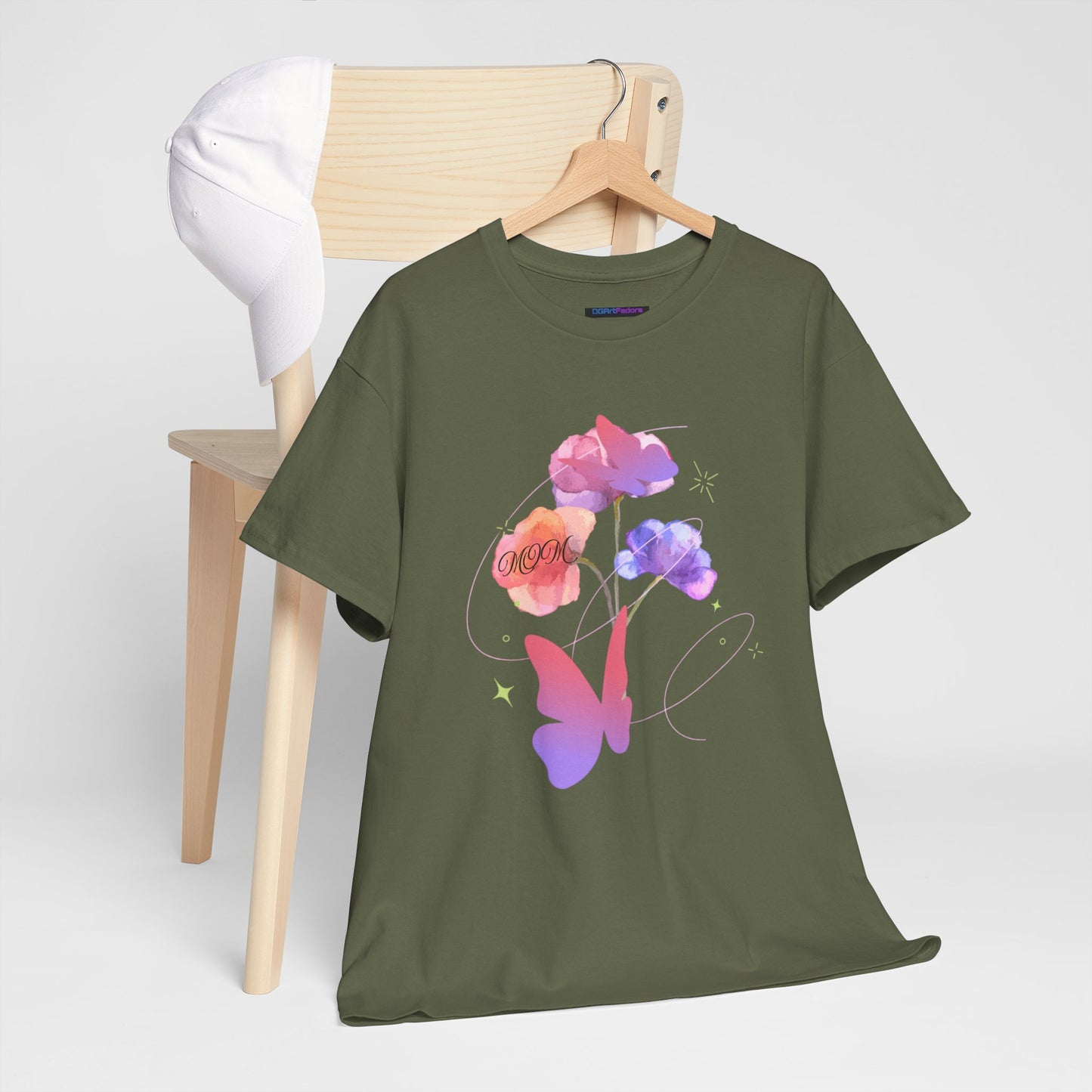 Dreamy Watercolor Flowers & Butterfly - Heavy Cotton Tee