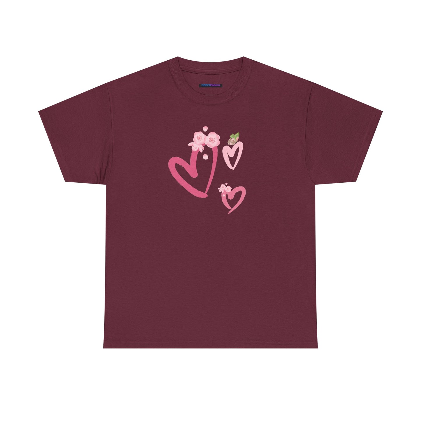 Unisex Heavy Cotton Tee Hearts Adorned