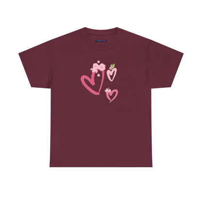 Unisex Heavy Cotton Tee Hearts Adorned