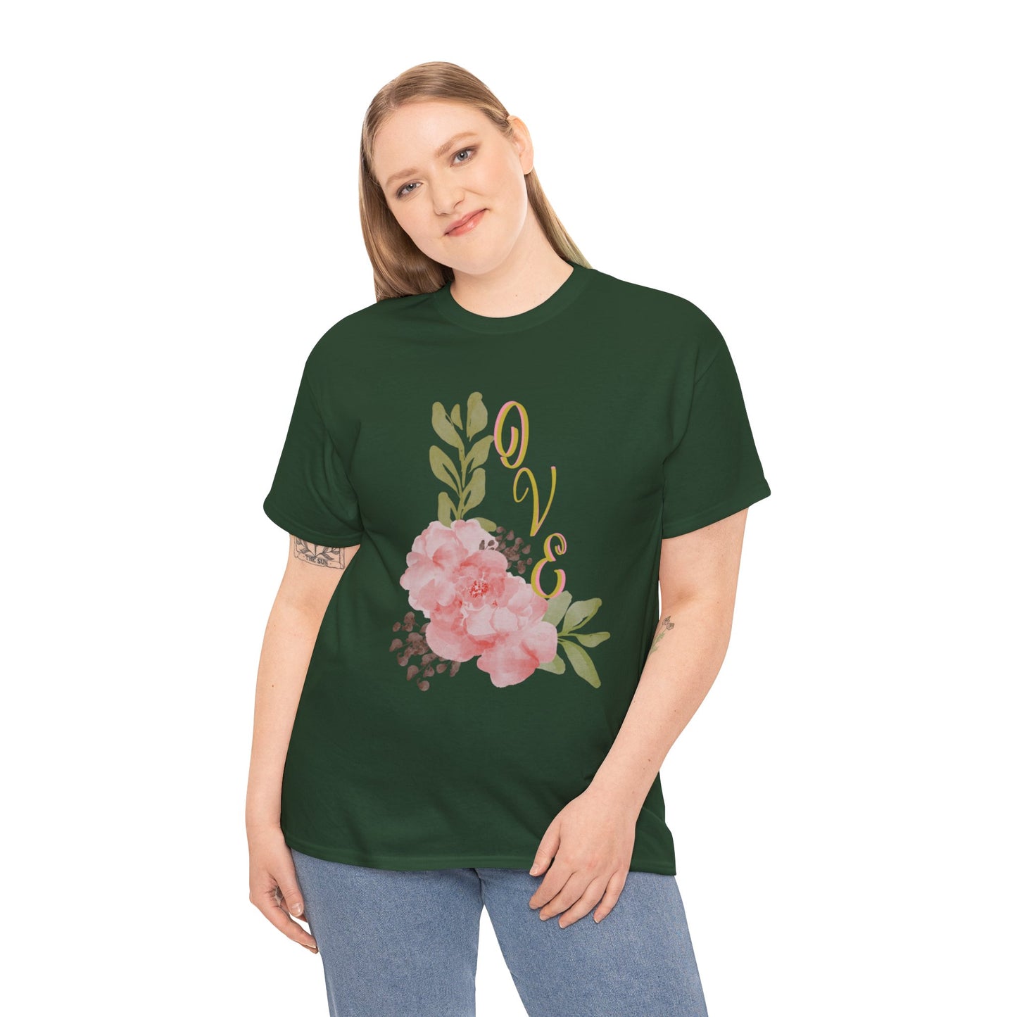 Floral “Love” Design - Unisex Heavy Cotton Tee