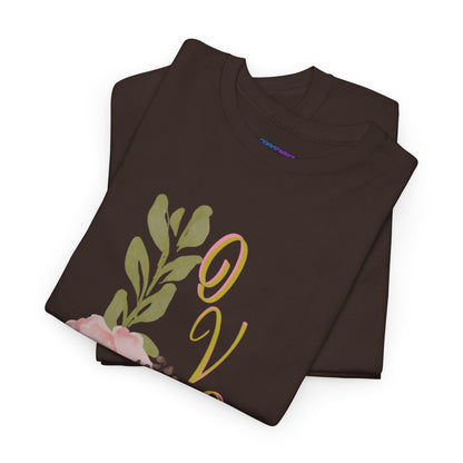 Floral “Love” Design - Unisex Heavy Cotton Tee