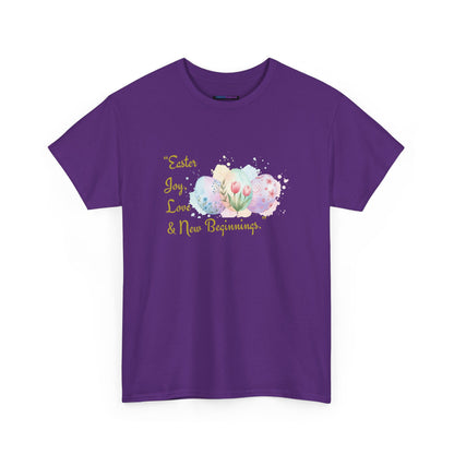 Unisex Heavy Cotton Tee - Easter, Joy, Love, & New Beginnings