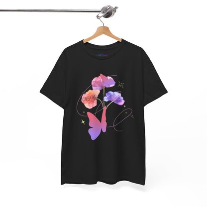 Dreamy Watercolor Flowers & Butterfly - Heavy Cotton Tee