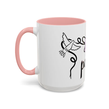 Accent Coffee Mug - Doves with Flower & Peace