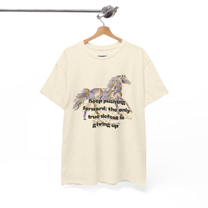 Unisex Heavy Cotton Tee Horse with a Quote Inspiring Success