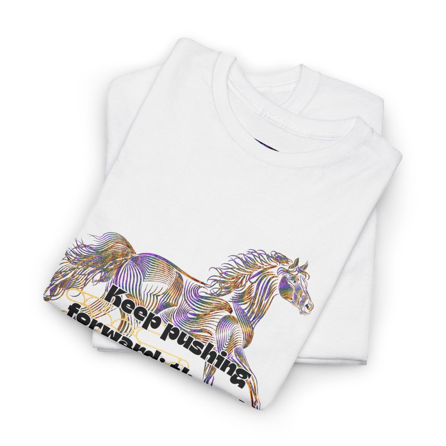 Unisex Heavy Cotton Tee Horse with a Quote Inspiring Success