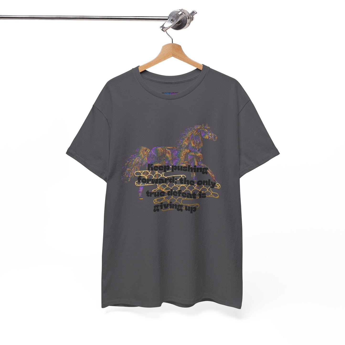 Unisex Heavy Cotton Tee Horse with a Quote Inspiring Success